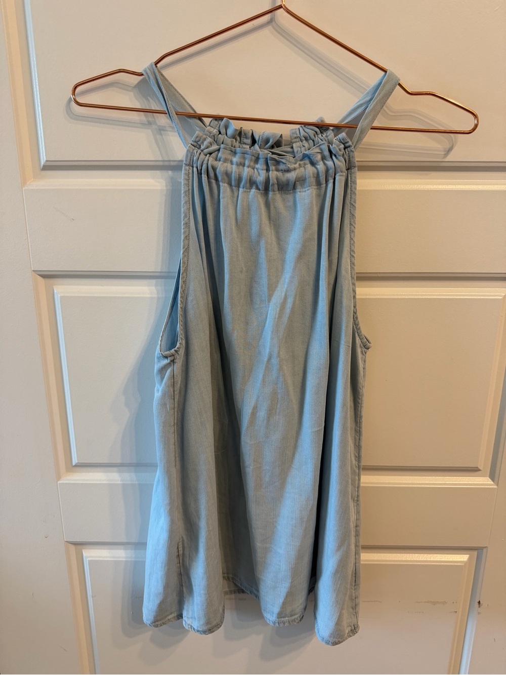 Light Blue Denim Sleeveless Halter Top